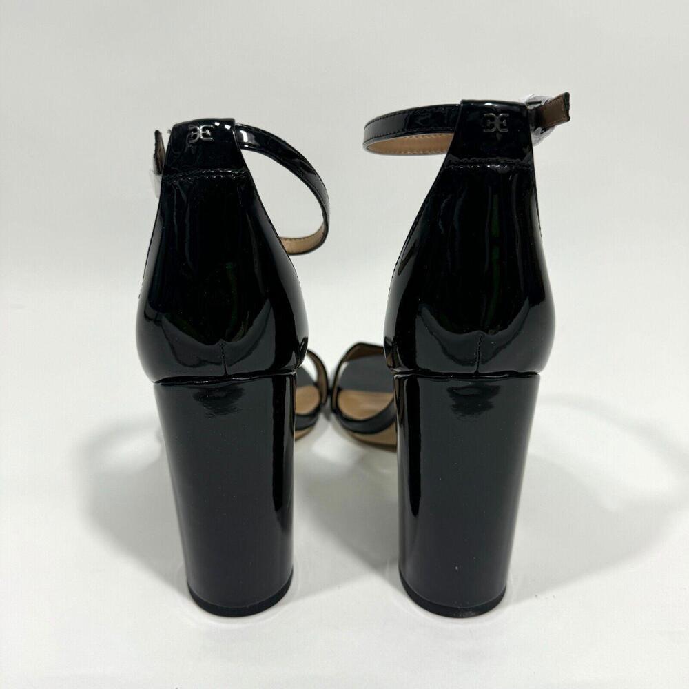 Sam Edelman Women’s Size 10.5 Black Patent Yaro Ankle Strap Block Heel Sandals - Picture 2 of 10
